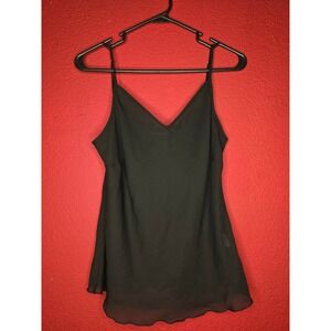 Notations‎ Black Sleeveless V Neck Chiffon Tank Top Blouse Womens Medium